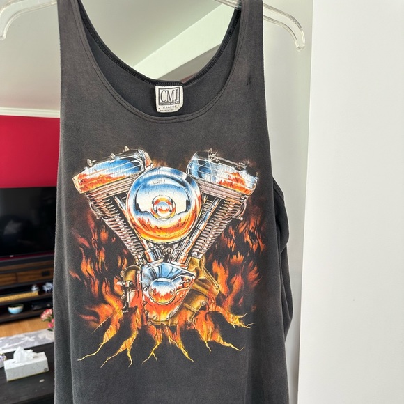 Vintage 90s Motorcycle engine tank top - Picture 2 of 6